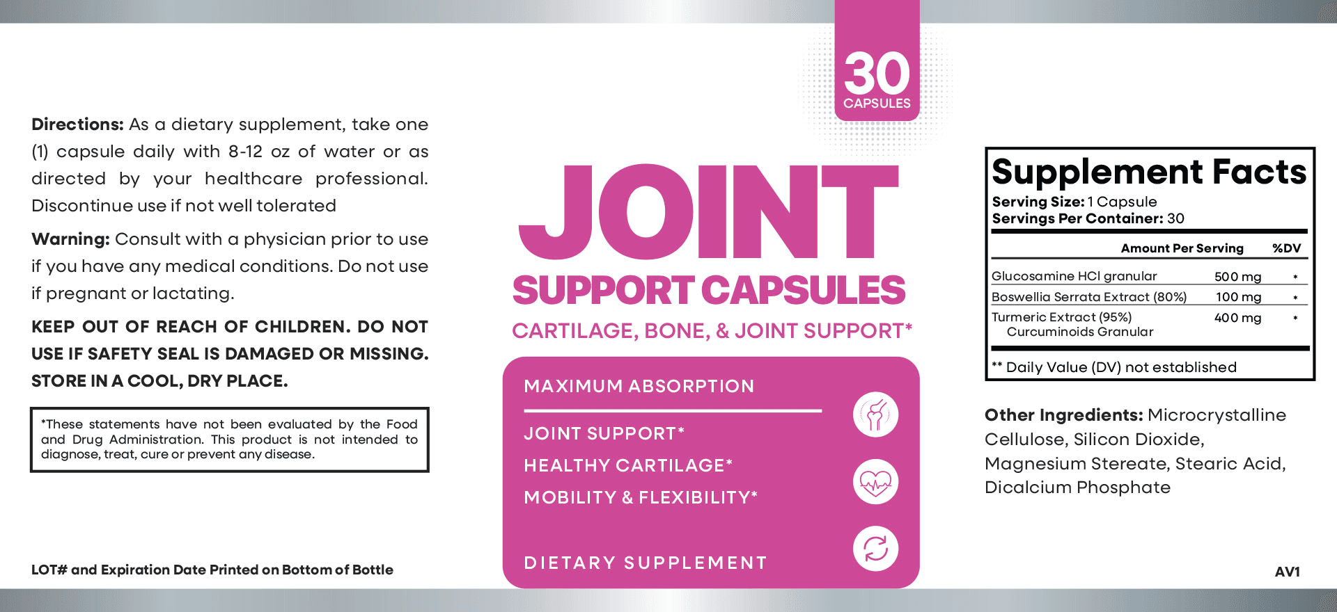 Ultimate Travel Pack supplement facts label