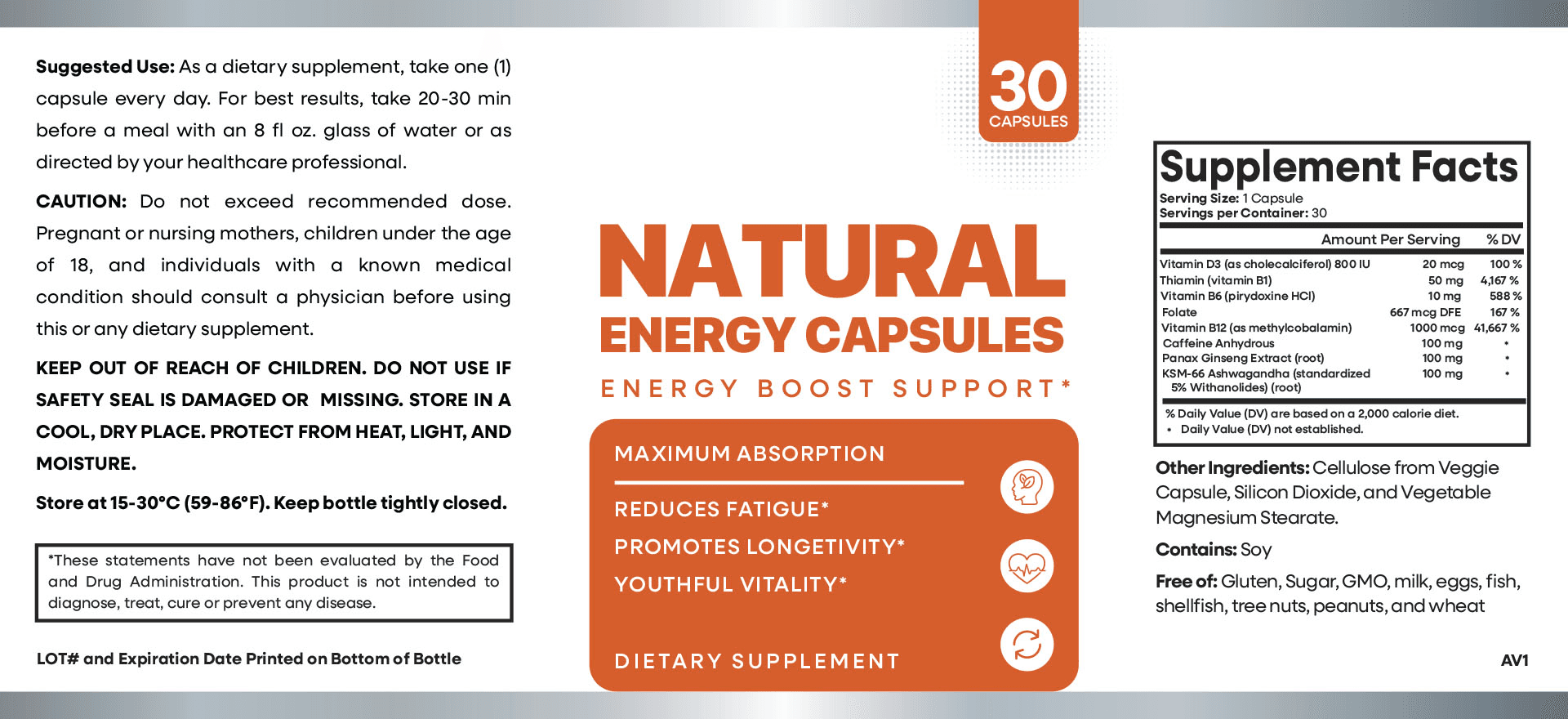 Ultimate Travel Pack supplement facts label